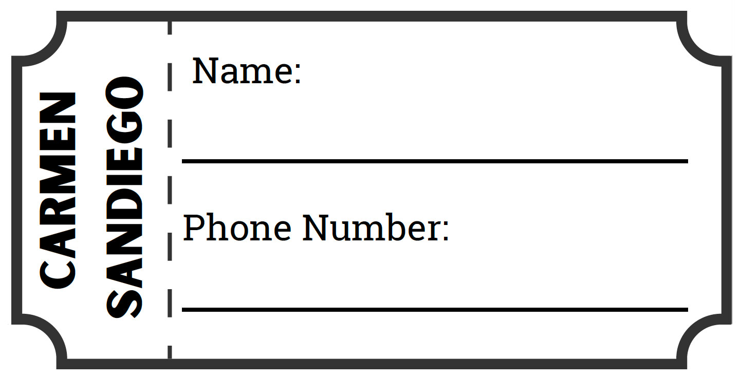 Example of entry ticket with Name and Phone Number fields to fill out. Call library if you need help entering a ticket.